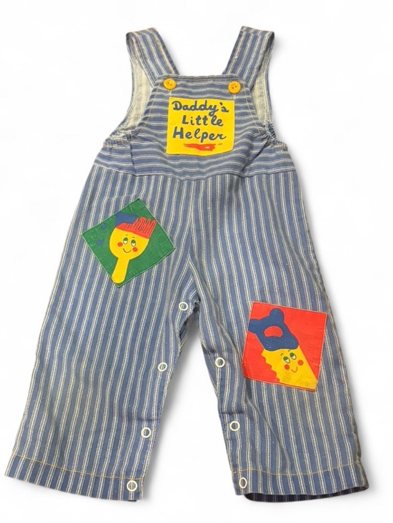 Vintage Other - Vintage Daddy’s Little Helper Retro Pinstripe Snap Button Overalls, 12 Months